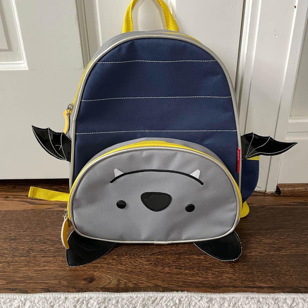 Skip Hop Bat-Themed Kids Backpack - Navy and Gray